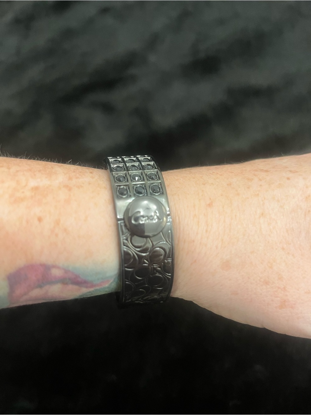 Coach Gunmetal Signature Cuff Bracelet Band